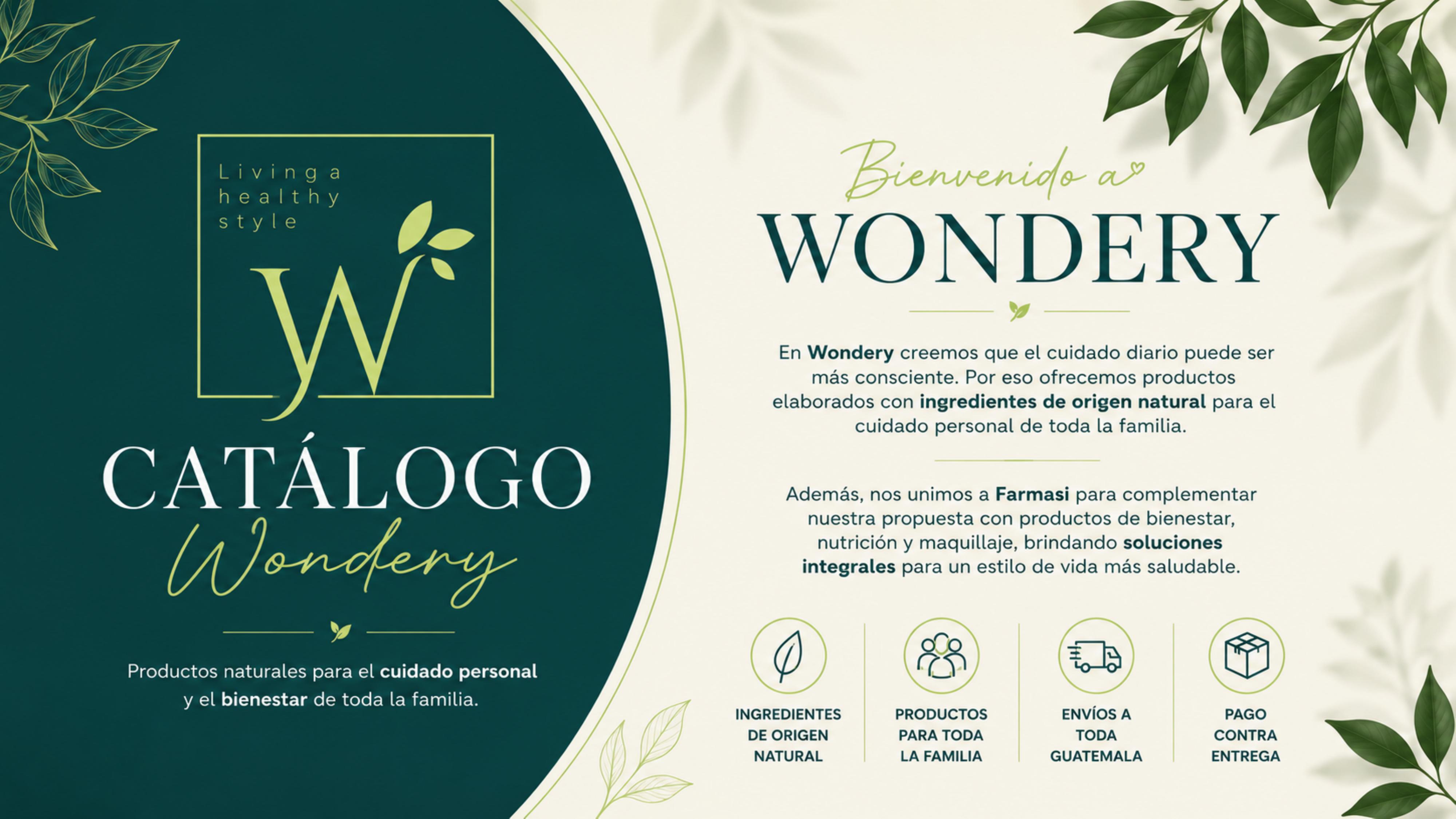 Mockup del catálogo Wondery abierto como revista premium
